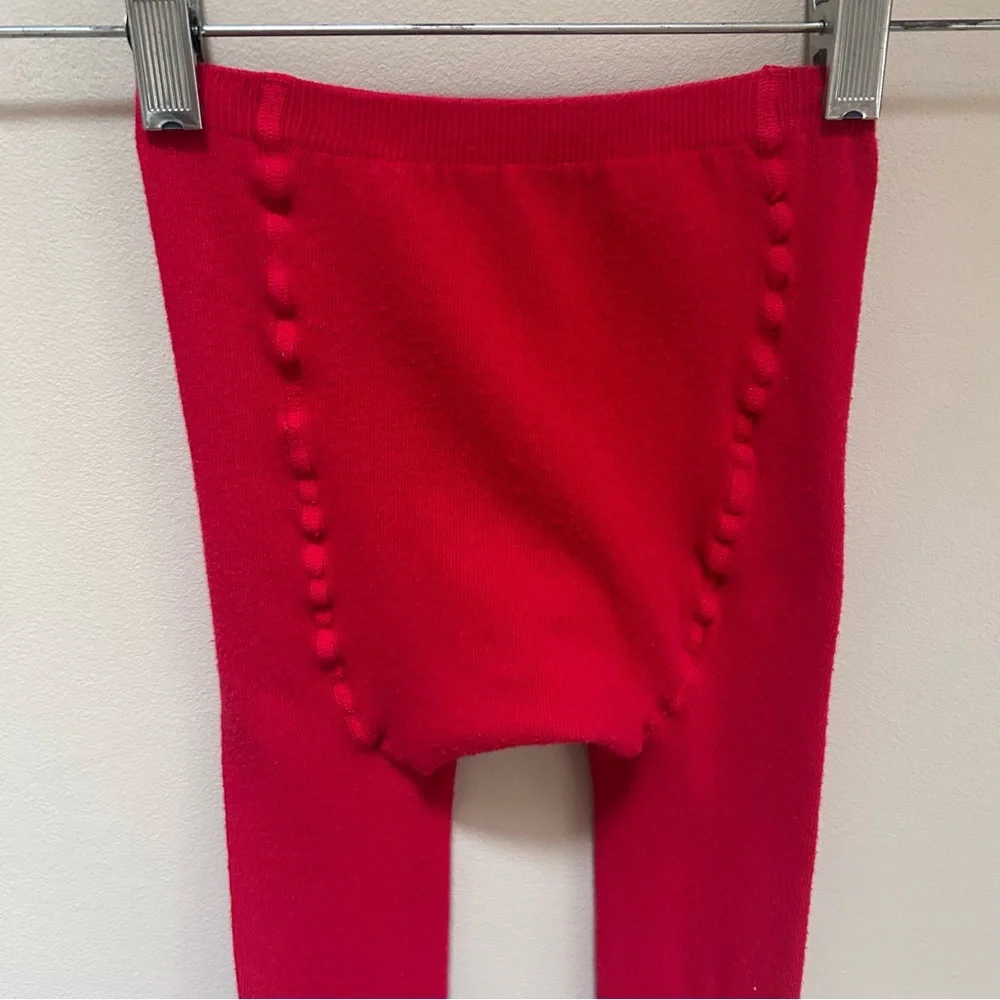 Hanna Andersson ~Girl’s Red Polka Dot Denmark Cotton Blend Footed Tights 150/160